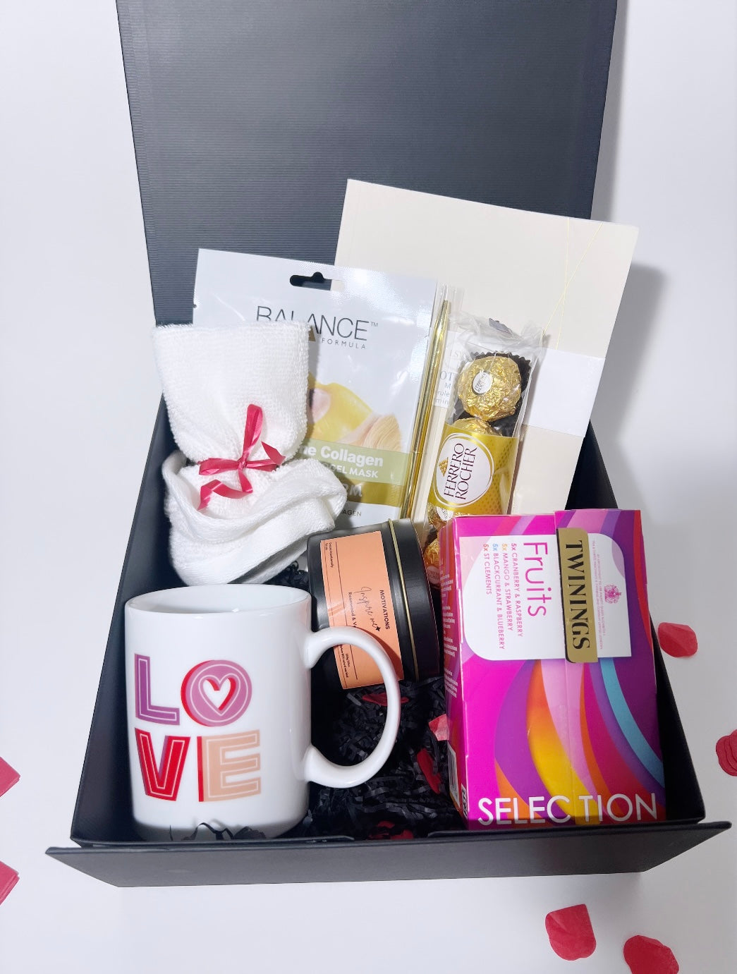 Love and inspiration gift box containing scented candles